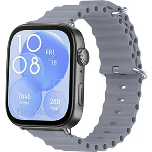 Huawei Watch Fit 3,4,4 Pro Uyumlu Ocean Silikon Kordon Pim Çevirici Aparatı ile Birlikte Koyu Gri