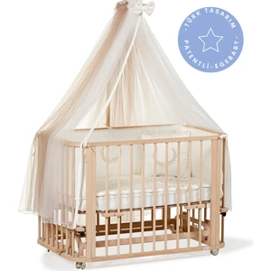 Ege Baby Doğal Ahşap 4 in 1 Beşik + Junior (BL) 70 x 110 - anneyanı, karyola, oyun parkı, montessori + junior yatak