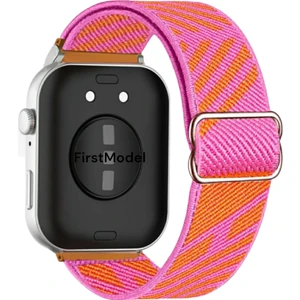 Huawei Watch Fit 3,4,4 Pro Uyumlu Örgü Tokalı Bant Kordon Pim Çevirici Aparatı ile Akıllı Pimli Pembe Turuncu