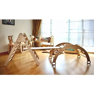 Pikler - Montessori Tırmanma Seti (Üçgen - Kemer - Merdiven Rampa) Aktivite Seti