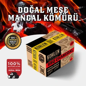 Kohlen Doğal Meşe Mangal Kömürü  BBQ Özel | Boylanmış | Doğal  | 5 Kğ
