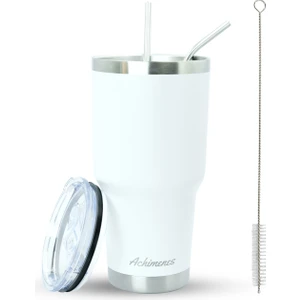 Big Pot Paslanmaz Çelik Termos Bardak 890 ml Pipetli