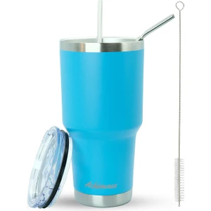 Big Pot Paslanmaz Çelik Termos Bardak 890 ml Pipetli