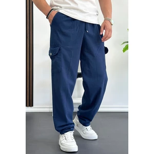 Erkek Baggy Kalıp Kargo Cepli Pantolon Lacivert EDW131