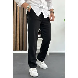 Erkek Rahat Kesim Keten Pantolon Siyah EDW138