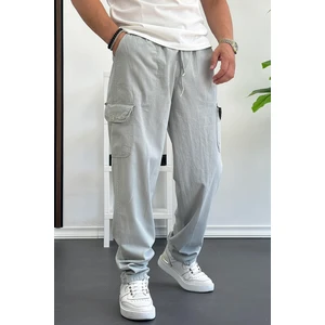 Erkek Baggy Kalıp Kargo Cepli Pantolon Gri EDW131