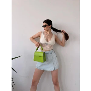 Fav Style Kadın Denim Arkası Çift Cepli Mini Şort Etek