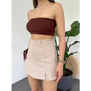 Fav Style Kadın Denim Arkası Çift Cepli Mini Şort Etek