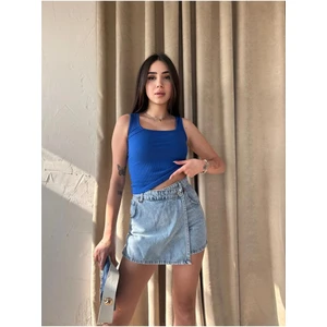 Fav Style Kadın Kare Yaka Kalın Askılı Biyeli Kaşkorse Fitilli Atlet Bluz