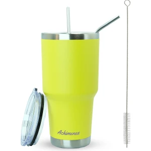 Big Pot Paslanmaz Çelik Termos Bardak 890 ml Pipetli