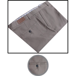 Erkek Toprak Kahve Armürlü Klasik Kesim Cepli Keten Pantolon