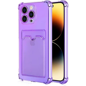 Apple iPhone 14 Pro Max Kılıf Darbe Emici Köşe Korumalı Kartlıklı Cüzdanlı Silikon Kapak