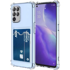 Oppo Reno 5 Lite Kılıf Darbe Emici Köşe Korumalı Kartlıklı Cüzdanlı Silikon Kapak