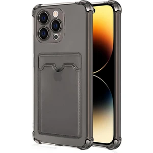 Apple iPhone 15 Pro Max Kılıf Darbe Emici Köşe Korumalı Kartlıklı Cüzdanlı Silikon Kapak