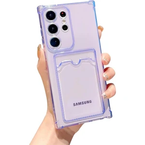 Samsung Galaxy S21 Ultra Kılıf Darbe Emici Köşe Korumalı Kartlıklı Cüzdanlı Silikon Kapak