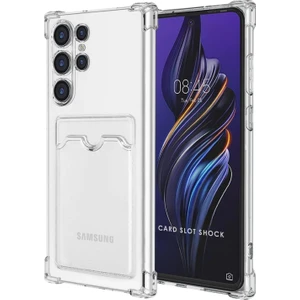 Samsung Galaxy S22 Ultra Kılıf Darbe Emici Köşe Korumalı Kartlıklı Cüzdanlı Silikon Kapak