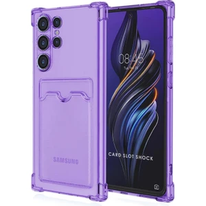 Samsung Galaxy S22 Ultra Kılıf Darbe Emici Köşe Korumalı Kartlıklı Cüzdanlı Silikon Kapak