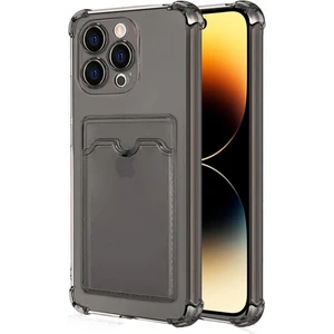 Apple iPhone 14 Pro Max Kılıf Darbe Emici Köşe Korumalı Kartlıklı Cüzdanlı Silikon Kapak