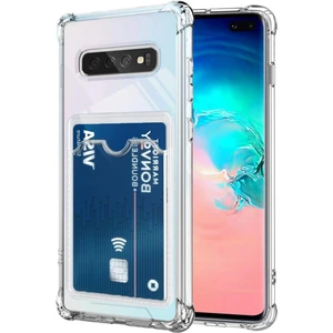 Samsung Galaxy S10 Plus Kılıf Darbe Emici Köşe Korumalı Kartlıklı Cüzdanlı Silikon Kapak