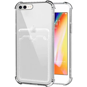 Apple iPhone 8 Plus Kılıf Darbe Emici Köşe Korumalı Kartlıklı Cüzdanlı Silikon Kapak