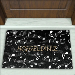 Müzik Nota Desenli Dekoratif Kapı Önü Paspası No: 1300