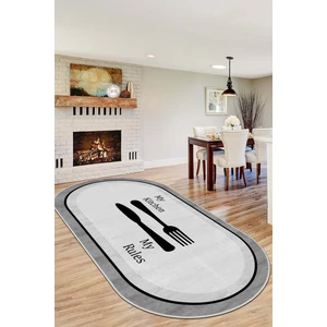 West Home Makinede Yıkanabilir Kaymaz Taban Leke Tutmaz Gri Oval Mutfak Halısı Mutfak Kesme Yolluk