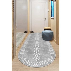 West Home Makinede Yıkanabilir Kaymaz Taban Leke Tutmaz Oval Yolluk Ev Dekorasyonu Için Gri Kesme Yolluk