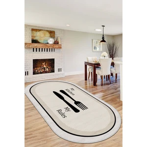 West Home Makinede Yıkanabilir Kaymaz Taban Leke Tutmaz Bej Oval Mutfak Halısı Mutfak Kesme Yolluk
