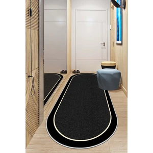 West Home Makinede Yıkanabilir Kaymaz Taban Leke Tutmaz Oval Yolluk Ev Dekorasyonu Için Siyah Kesme Yolluk
