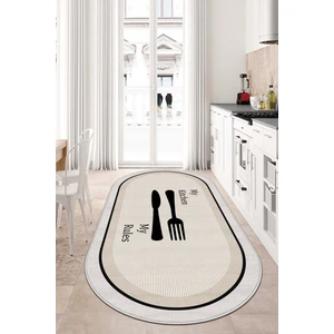 Confidence Home Makinede Yıkanabilir Kaymaz Taban Leke Tutmaz Bej Oval Mutfak Halısı Mutfak Kesme Yolluk