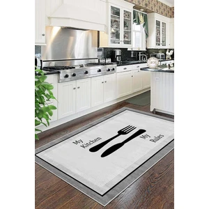 West Home Makinede Yıkanabilir Kaymaz Taban Leke Tutmaz Gri Mutfak Halısı Mutfak Kesme Yolluk