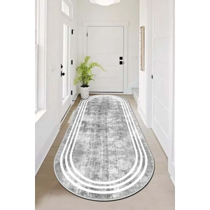 Confidence Home Makinede Yıkanabilir Kaymaz Taban Leke Tutmaz Oval Yolluk Ev Dekorasyonu Için Gri Kesme Yolluk