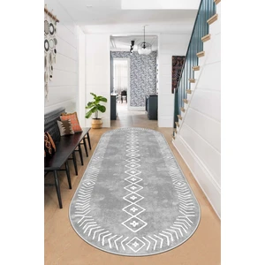Confidence Home Makinede Yıkanabilir Kaymaz Taban Leke Tutmaz Oval Yolluk Ev Dekorasyonu Için Gri Kesme Yolluk