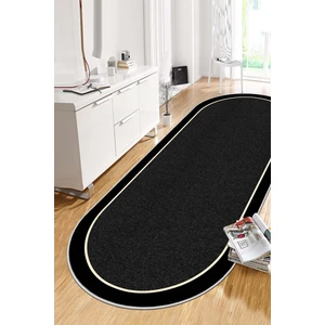 Lavita Home Makinede Yıkanabilir Kaymaz Taban Leke Tutmaz Oval Yolluk Ev Dekorasyonu Için Siyah Kesme Yolluk