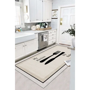 Lavita Home Makinede Yıkanabilir Kaymaz Taban Leke Tutmaz Bej Mutfak Halısı Mutfak Kesme Yolluk