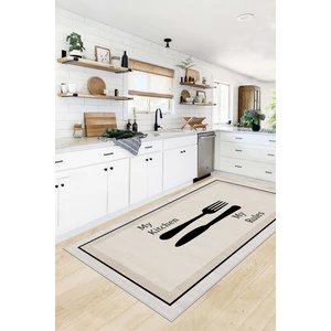 Confidence Home Makinede Yıkanabilir Kaymaz Taban Leke Tutmaz Bej Mutfak Halısı Mutfak Kesme Yolluk