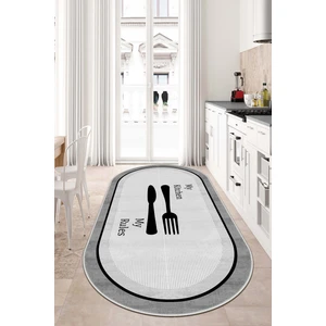 Confidence Home Makinede Yıkanabilir Kaymaz Taban Leke Tutmaz Gri Oval Mutfak Halısı Mutfak Kesme Yolluk