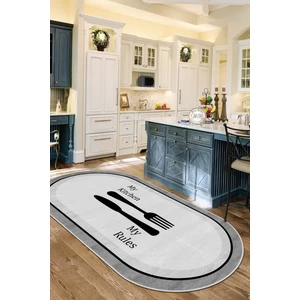 Lavita Home Makinede Yıkanabilir Kaymaz Taban Leke Tutmaz Gri Oval Mutfak Halısı Mutfak Kesme Yolluk