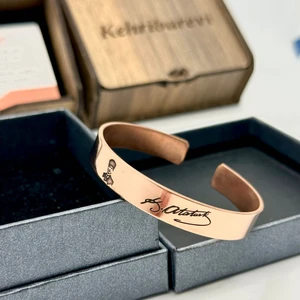 Kehribarevi Ereğli Atatürk Işlemeli Saf Bakır Bileklik Unisex Model