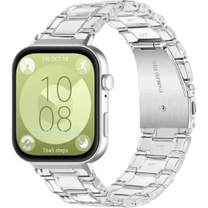 Huawei Watch Fit 3,4,4 Pro Uyumlu Reçine Kordon (Pim Çevirici Aparatı ile Akıllı Pimli) Şeffaf