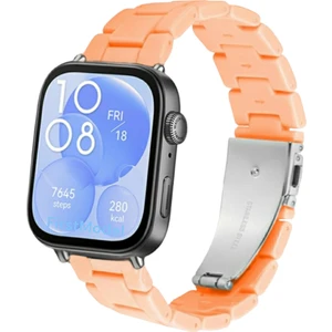 Huawei Watch Fit 3,4,4 Pro Uyumlu Reçine Kordon (Pim Çevirici Aparatı ile Akıllı Pimli) Turuncu