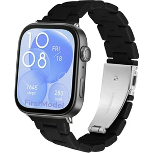 Huawei Watch Fit 3,4,4 Pro Uyumlu Reçine Kordon (Pim Çevirici Aparatı ile Akıllı Pimli) Siyah