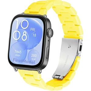 Huawei Watch Fit 3,4,4 Pro Uyumlu Reçine Kordon (Pim Çevirici Aparatı ile Akıllı Pimli) Sarı