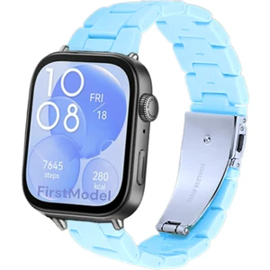 Huawei Watch Fit 3,4,4 Pro Uyumlu Reçine Kordon (Pim Çevirici Aparatı ile Akıllı Pimli) Açık Mavi