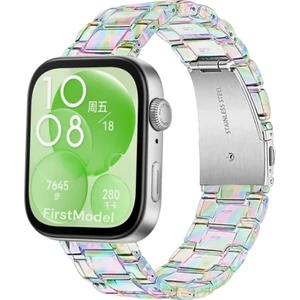 Huawei Watch Fit 3,4,4 Pro Uyumlu Reçine Kordon (Pim Çevirici Aparatı ile Akıllı Pimli) Hologram