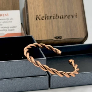 Kehribarevi Ereğli Burgu Model Saf Bakır Bileklik