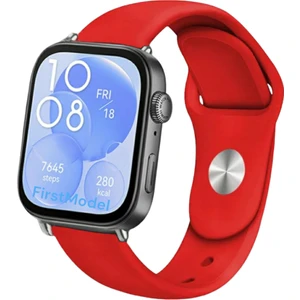 Huawei Watch Fit 3,4,4 Pro Uyumlu Jel Silikon Kordon Pim Çevirici Aparatı ile Akıllı Pimli Kırmızı