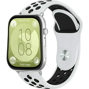 Huawei Watch Fit 3,4,4 Pro Uyumlu Delikli Spor Silikon Kordon Pim Çevirici Aparatı ile Beyaz Siyah