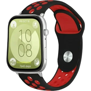 Huawei Watch Fit 3,4,4 Pro Uyumlu Delikli Spor Silikon Kordon Pim Çevirici Aparatı ile Akıllı Pimli Siyah Kırmızı