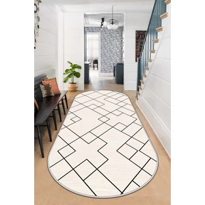 Blue Decortiva Makinede Yıkanabilir Kaymaz Taban Leke Tutmaz Oval Yolluk Ev Dekorasyonu Için Bej Kesme Yolluk